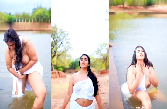 Nila Nambiar Bathing in Pond Showing Her Boobs